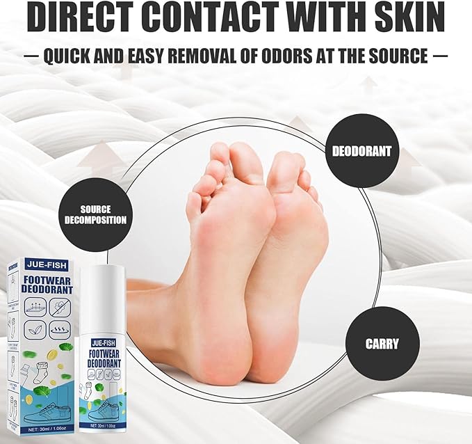Fusiongadgetspk foot deodorant odor spray bottle with spray nozzle, designed to reduce foot odor and keep feet fresh.