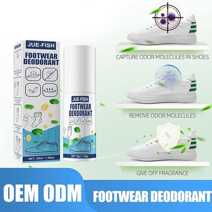Fusiongadgetspk foot deodorant spray bottle with spray nozzle, designed to eliminate foot odor effectively.